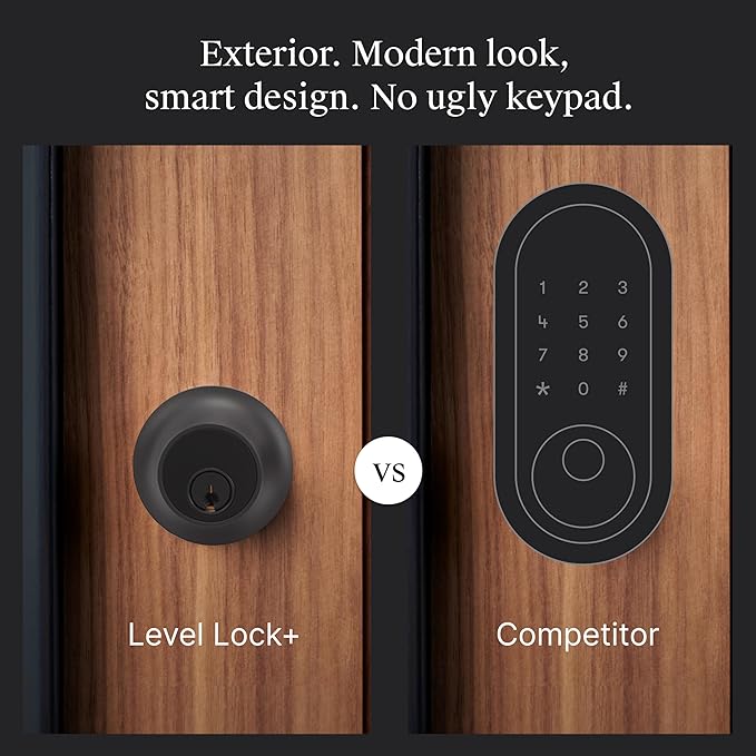 Level Lock+ (Matter) Smart Lock - World's Smallest, Most Advanced Matter-Over-Thread Deadbolt Plus Apple Home Key - Keyless and Remote Access via Apple, Alexa, Google Home, SmartThings (Matte Black)