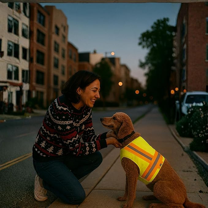 Reflective Dog Vest. High Visibility Yellow Safety Vest for Outdoors. Safeguard Your Dog with Easy to wear Adjustable and Breathable Reflective Gear (Medium)