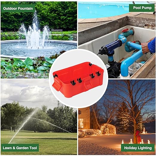 Flemoon Large Outdoor Electrical Box (12.5 x 8.5 x 5 inch), IP54 Waterproof Outdoor Extension Cord Cover Weatherproof, Protect Outlet, Plug, Socket, Timer, Power Strip, Holiday Light Decoration, Red