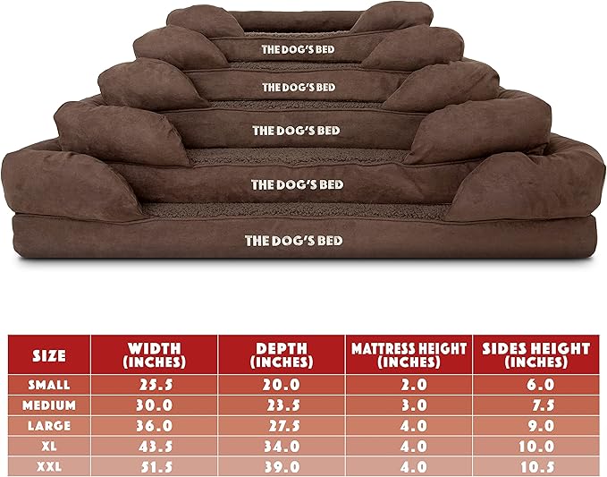 The Dog’s Bed, Large Brown Plush, Memory Foam, Pain Relief: Arthritis, Hip & Elbow Dysplasia, Post Surgery, Lameness, Supportive, Calming, Waterproof Washable Cover, Veterinary Approved