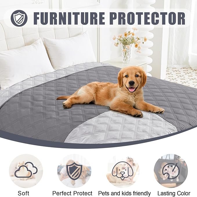 Smiry Waterproof Dog Bed Cover Blanket 40x80, Soft Reversible Pet Blanket, Washable Leakproof Cats Dogs Couch Cover for Sofa, Couch, Furniture, Lattice, Grey/Light Grey