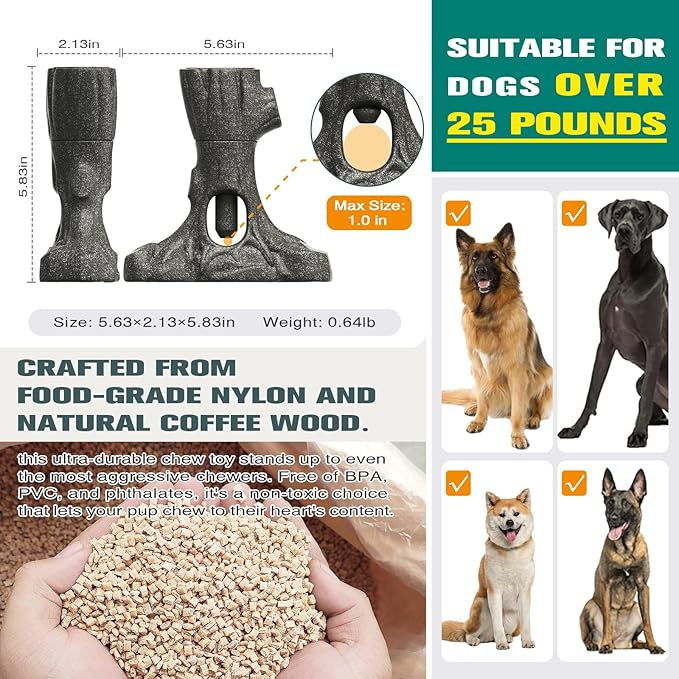 Bully Stick Holder for Dogs, Dog Frozen Toy, Though Dog Toys for Aggressive Chewer, Sturdy Dogs Chew Holder Safety Device to Prevent Choking, BPA-Free, Long-Lasting -Fits Various Bully Sticks