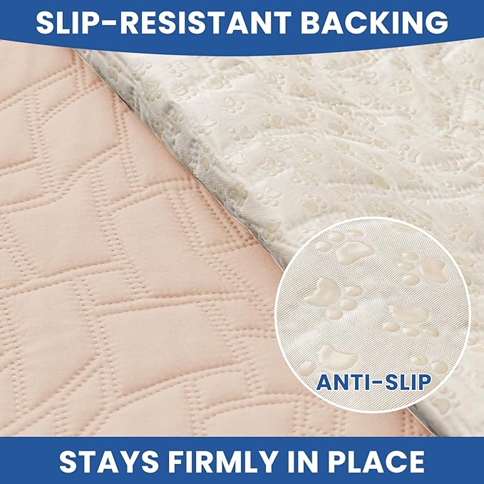 Waterproof Dog Blanket, Non-Slip Soft Pet Bed Cover, Couch Cover for Dogs Washable, Protects Sofa, Furniture, Crate, Car, Tear Resistant Leakproof Pet Blanket (82x82 Inch, Beige)