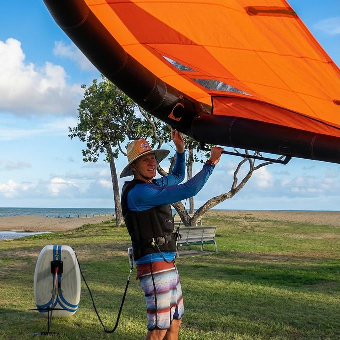 Blue Planet Waist Belt Kit - Including Zero Drag Retractable Leash System, Long Shock Cord and Lightweight Padded Waist Belt | Tangle-Free Foil waist leash kit (Hook and Leash tether NOT included)