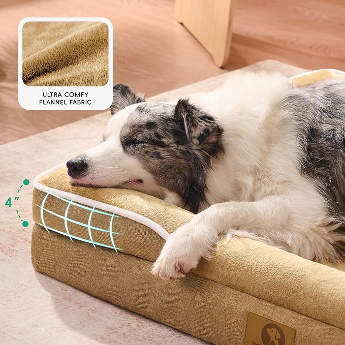 Homemate Dog Bed Medium Size Dog 28x23 inch with Orthopedic Foam Waterproof Outdoor Pet Cat Bed Sofa Supplies with Toy Dogs Crate Pad Couch with Removable Washable Cover & Non-Slip Botton Brown