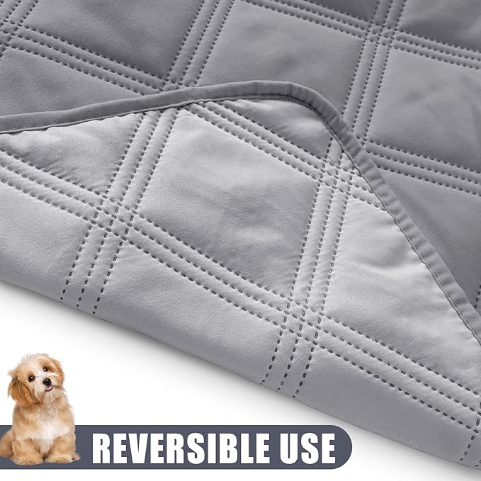 Smiry Waterproof Dog Bed Cover Blanket 40x70, Soft Reversible Pet Blanket, Washable Leakproof Cats Dogs Couch Cover for Sofa, Couch, Furniture, Lattice, Grey/Light Grey