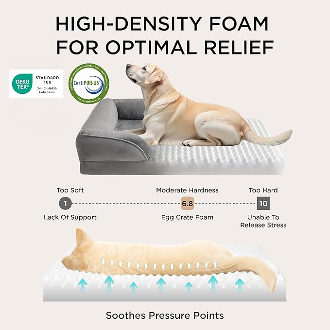 Bedsure Orthopedic Dog Bed Medium Size Dogs - Washable Medium Dog Cat Bed Waterproof, Comfort Pet Couch Sofa with Washable Removable Cover, Pets Bed with Nonskid Bottom, Brown, 28"