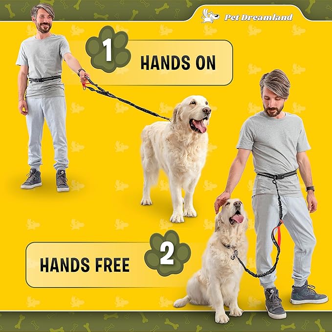 Exquisite Hands-Free Leash for Large Dogs: Ultimate Comfort & Freedom for Running, Walking, Hiking. Premium Quality, Durable & Versatile Waist Dog Leash Belt. Your Dog Will Love It