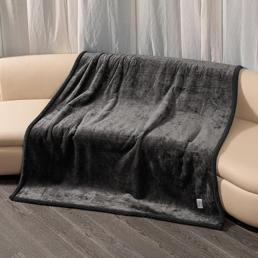 Gray Fluffy Dogs Blanket for Bed Cover,85x85in Super Big Waterproof Sherpa Fleece Blankets for Queen King Size Beds Leakproof Sofa Couch Cover for Warm Washable Mat- Gray, XXL-85x85in