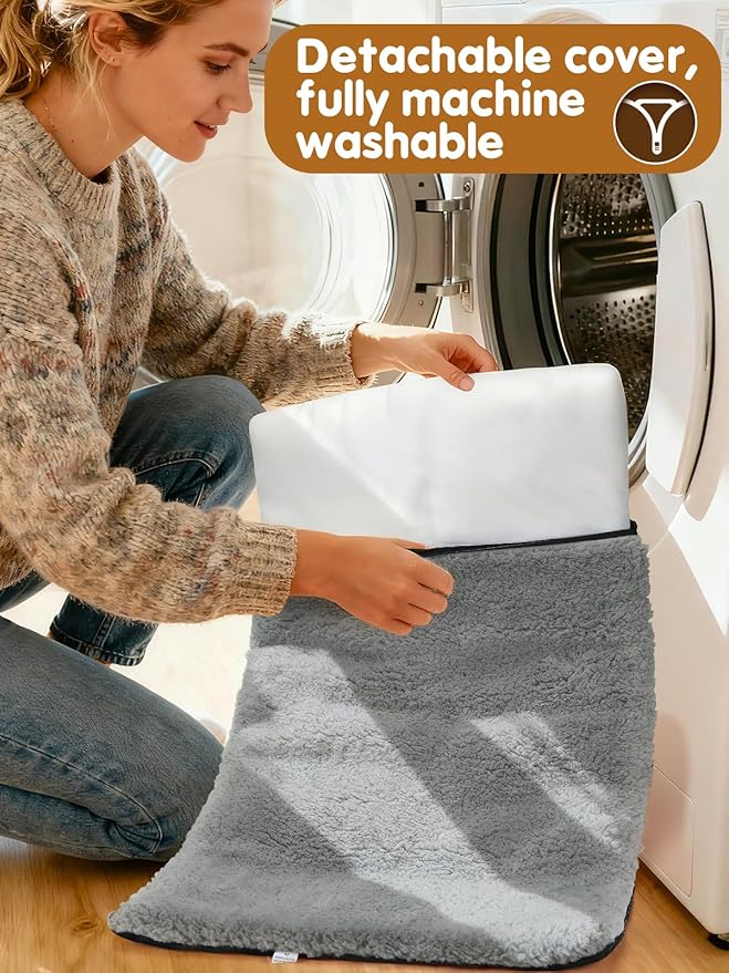 Alphatool 1.6'' Thick Self-Warming Cat Bed - Pet Safe & Non-Electric, Washable Pet Heating Pads, Heated Mat for Indoor & Outdoor Cats, Small Dogs, 15.7 x 23.6in