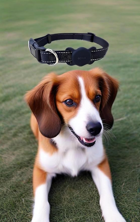 No Monthly Fee, GPS Alternative for Dogs & Cats, Adjustable PU Leather, Real-Time Tracking (The Anti-Loss Device is White, A Large Black Scarf)