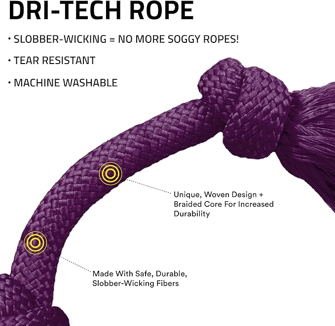 Playology Dog Toys | Dri-Tech Rope Toy Tug of War Rope for Aggressive Chewers (Value 2-Pack) | Small Bacon Scented Toys - Easy to Clean and Made from Non Toxic Materials