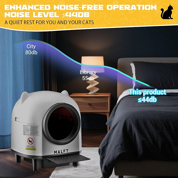 Automatic Cat Litter Box 90L, Self-Cleaning Litter Box - WiFi/Smart APP Control, Night Mode, Anti-Pinch Safety System for Multiple Cats, Includes Premium Mat & Waste Bags