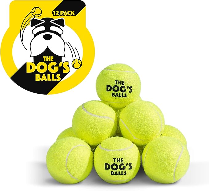 The Dog's Balls, Dog Tennis Ball, Yellow 12-Pack,Strong Toy for Agility Training, Puppy Training, Play, Exercise & Fetch, 2.5 Inch Diameter