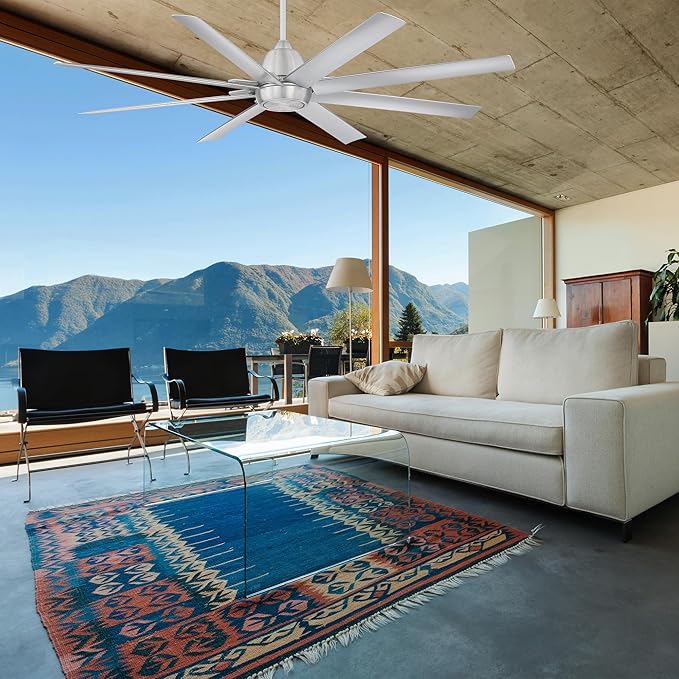 WAC Lighting F-064-MW Mocha XL 66" Outdoor Ceiling Fan & Remote, Matte White