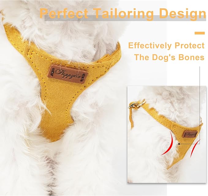 Puppytie No Pull Small Dog Harness with Multifunction Dog Leash,Lightweight Soft Adjustable No Choke Escape Proof Pet Harness Vest Pet Harness Vest,S,Yellow