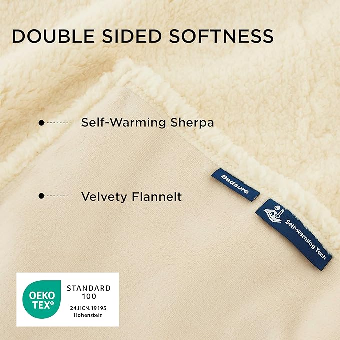 Bedsure Extra Large Dog & Cat Blanket - XL Waterproof, Washable Sherpa Fleece Puppy Blanket, Soft Plush Reversible Throw Furniture Protector, 50x60, White