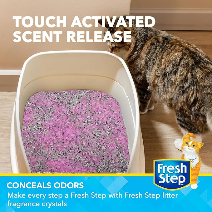 Fresh Step Cat Litter Crystals in Sweet Blossom Scent - Cat Litter Box Deodorizer - Combats Odors and Neutralizes Smells to Keep Your Home Clean, 15 Ounce