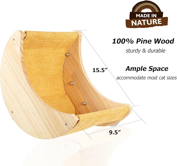 HAPYKITYS Window Cat Bed Moon Perches, Mounted with Strong Suction Cups Cat Window Seat for Sleep and Watch Birds