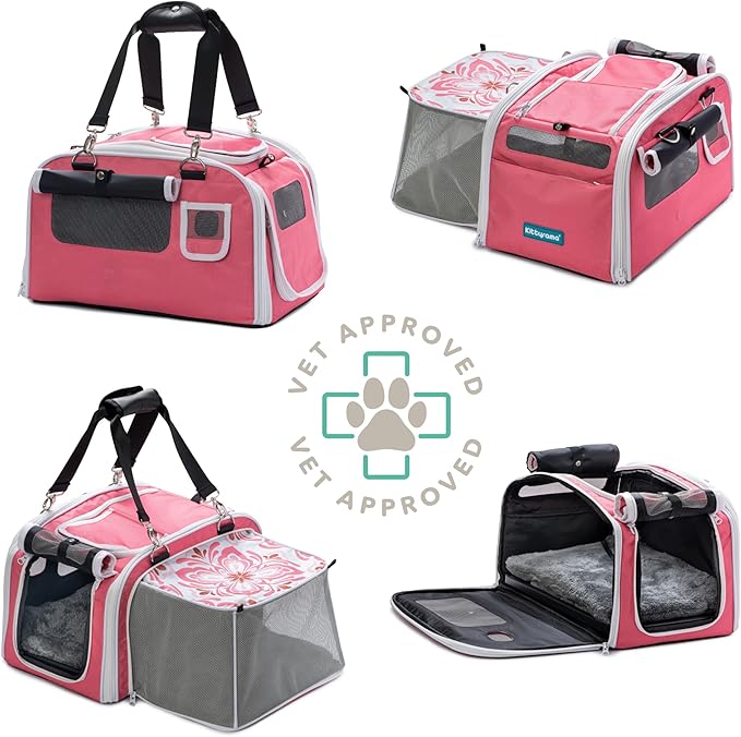 New Premium Soft-Sided 2-in-1 Kittyrama Cat Carrier & Home Hideaway – Vet-Recommended Calming Den, Dual-Use Lounge & Travel Carrier with SBS Zippers, Airline-Approved Under-Seat Fit