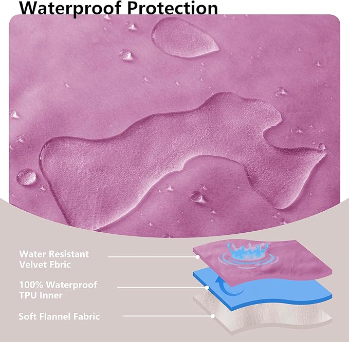 Waterproof Blanket for Couch, Leak Proof Dog Bed Blankets Reversible, Pet Throw Sofa Furniture Protector Machine Washable-68 x82,Purple+Cream