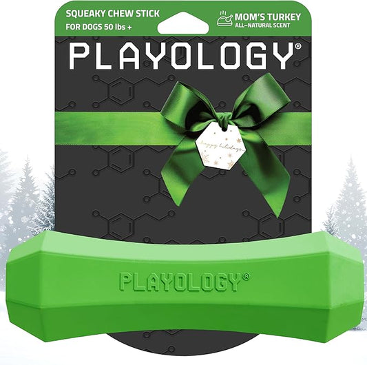 Playology Dog Toys | Durable Squeaky Chew Stick for Dogs | Jumbo Mom's Turkey Scented Toy - Easy to Clean and Made from Non Toxic Materials
