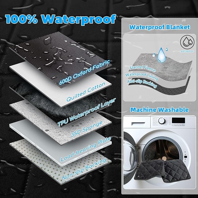 URPOWER Dogs Back Seat Extender with Non-Slip Blanket - Hard Bottom Dog Car Seat Cover & Removable Dog Bed Mat, Waterproof Dogs Hammock for Car, SUV, Pet Backseat Protector Holds 550lbs