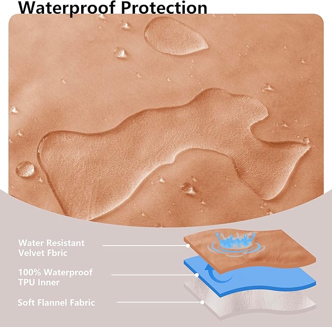 Waterproof Blanket for Couch, Leak Proof Dog Bed Blankets Reversible, Pet Throw Sofa Furniture Protector Machine Washable-68 x82,Orange+Cream
