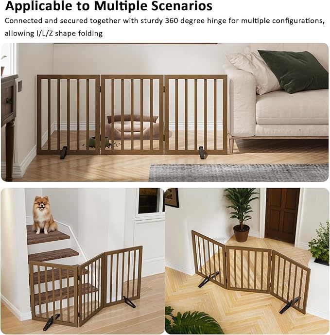 Dog Gate for Stairs,Foldable Dog Gate for Indoor Doorways House,Freestanding Pet Gates for Dogs,Doogie Puppy Fence Gate