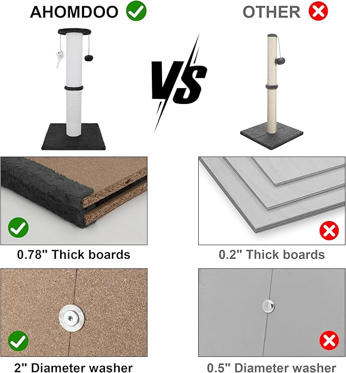 Cat Scratching Post 34 Inches Heavy Duty and Thicker Cat Scratching Post Sisal Rope with Hanging Ball and Mice Scratching Post for Indoor Cats and Adult(Black)