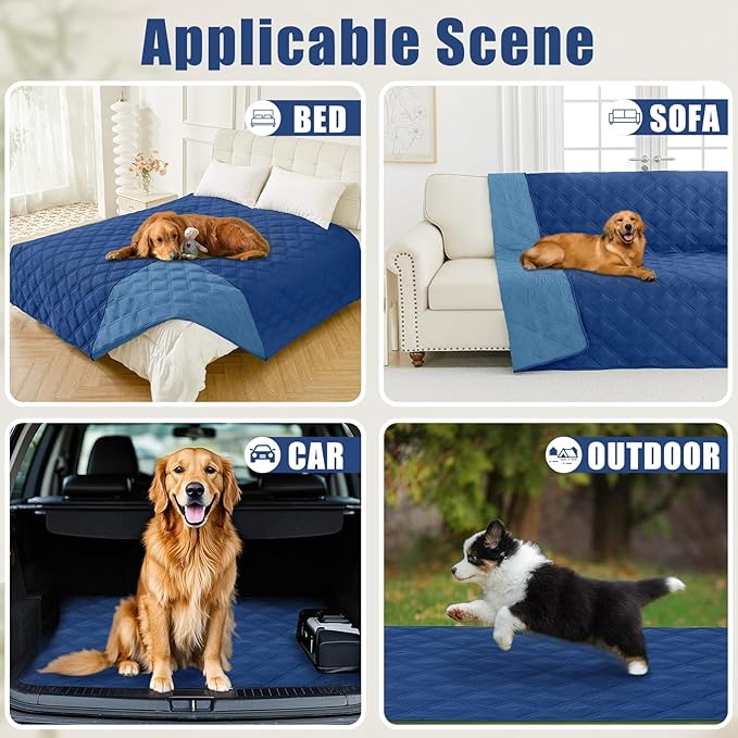 Smiry Waterproof Dog Bed Cover Blanket 40x80, Soft Reversible Pet Blanket, Washable Leakproof Cats Dogs Couch Cover for Sofa, Couch, Furniture, Lattice, Navy/Blue