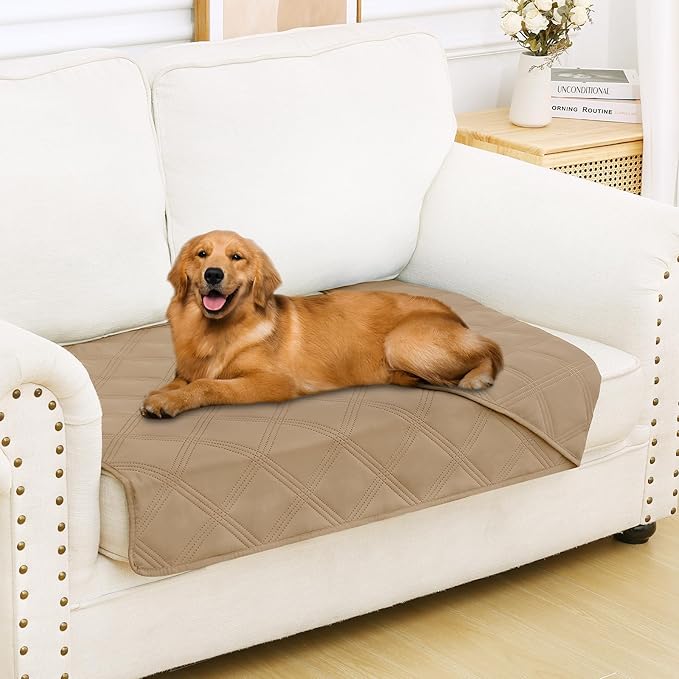 Smiry Waterproof Dog Bed Cover Blanket 30x53, Soft Reversible Pet Blanket, Washable Leakproof Cats Dogs Couch Cover for Sofa, Couch, Furniture, Lattice, Camel/Camel