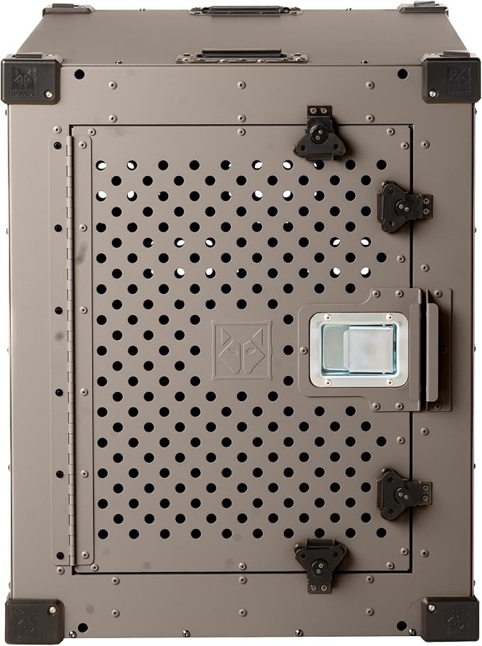 Impact Indestructible High Anxiety Dog Crate for Extra Large Dogs - Heavy Duty Escape Proof Indoor Dog Kennel with Powder-Coated Aluminum - Ideal for Escape Artists (Gray 40"+ (40.5"L x 27.5"W x 34"H)