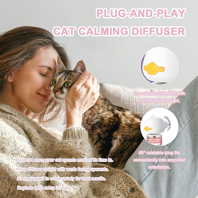 Cat Calming Diffuser, pheromone Diffuser Calming for Cats, Effectively relieves Stress, Calming Diffuser for Cats, Reduces The Fight Against Spraying and Scratches