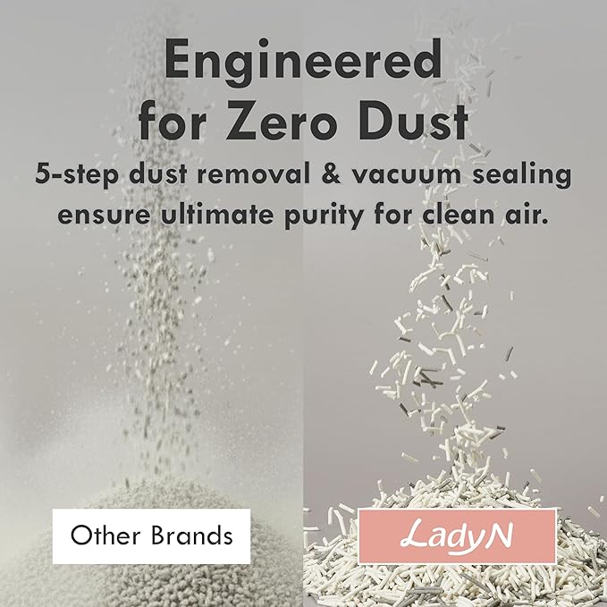 Lady N Granular Tofu Cat Litter Mini-Pellet Compatible with Automatic Self Cleaning Cat Litter Box, Strong Clumping, Low Dust, Odor Control Activated Charcoal 9lb