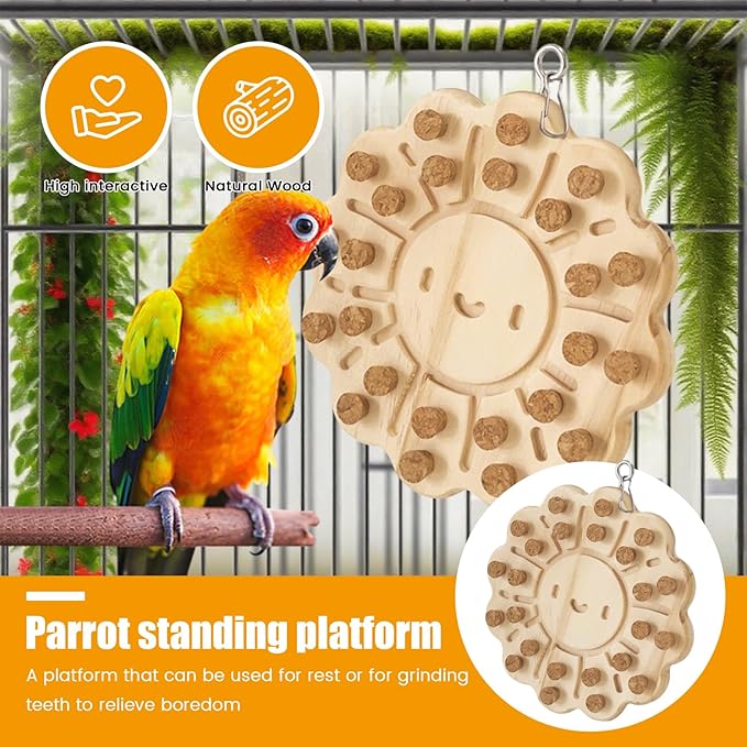 Wooden Bird Chew Toy, Parrot Biting Toys, Foraging Training, Relieve Boredom & Anxiety, Bird Cage Accessories, for Small Parakeets, Conures, Macaws, Budgies, Finches, TY D