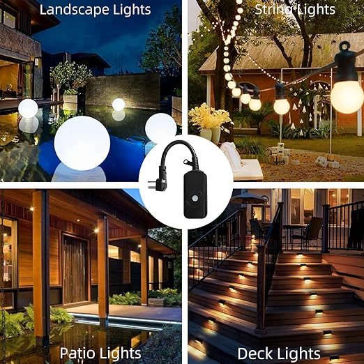 Outdoor Smart WiFi Plug Outlet,Heavy Duty IP44 15 Amps,One Grounded Outlet, Wireless Remote, Compatible with Alexa and Google Home Assistant Both 5 GHz & 2.4 GHz, ETL Listed,Black (1 Pack)