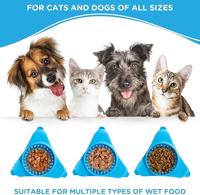 Aquapaw Dog Licking Mat - Suction Slow Feeder & Feeding Mat - Bath Toy Dispenser for Dog Bath Toys & Grooming Treats - Grooming Lick Pad for Peanut Butter Treat & Shower Snack Holder - Blue