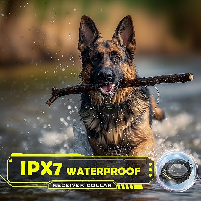 PATPET Dog Training Collar, 1.2 Mile Range 101 Training Levels Dog Shock Collar with Remote Control (15-150 lbs), Waterproof 100% Safe E Collar for Large Breed for Dogs Black with Bright Green