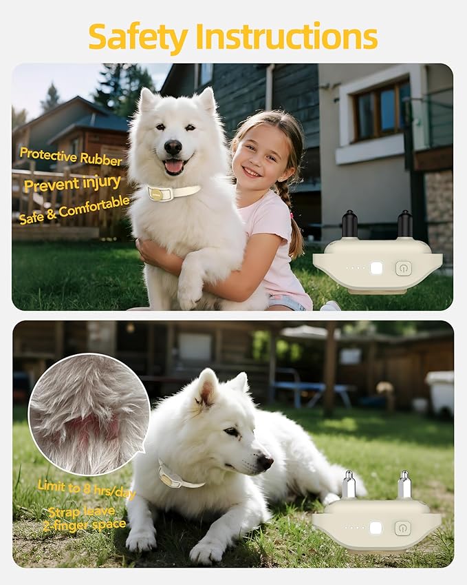 Jugbow Shock Collar for Dogs - 4200FT Remote Training Collar for 15-120lbs Small Medium Large Dog, LED Light & Waterproof Electric Collars with 3 Training Mode for All Breeds (Beige)