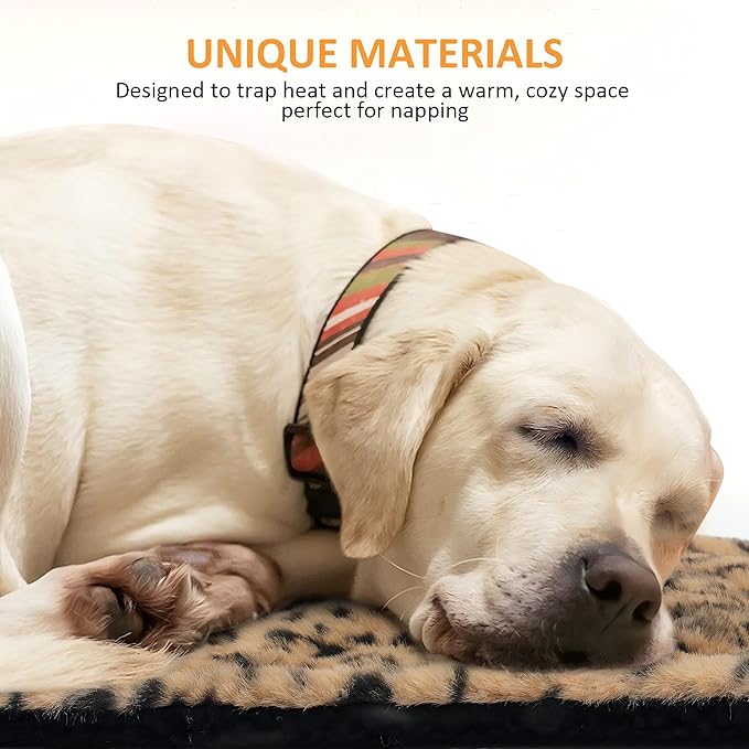 Large Self Heating Pet Pad, Thermal Self Warming Bed Blanket for Cats and Small Dogs, Soft Washable Non Electric Sleeping Mat with Non Slip Hook, Indoor Outdoor Use, 30x24 in, Brown Black