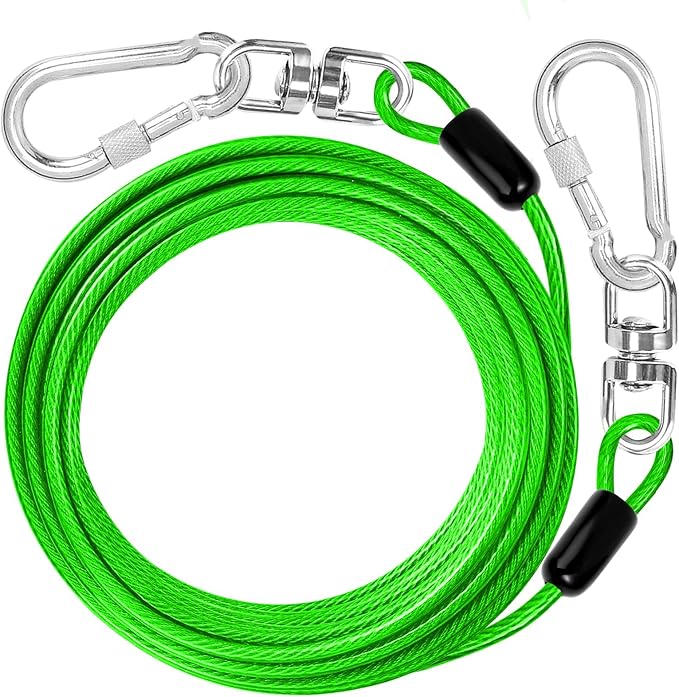 jenico Dog Tie Out Cable: 10 ft Dog Lead for Yard - Heavy Duty Chain Leash Outside for Small Large Dogs Up to 500 lbs - Outdoor Dog Runner Tether