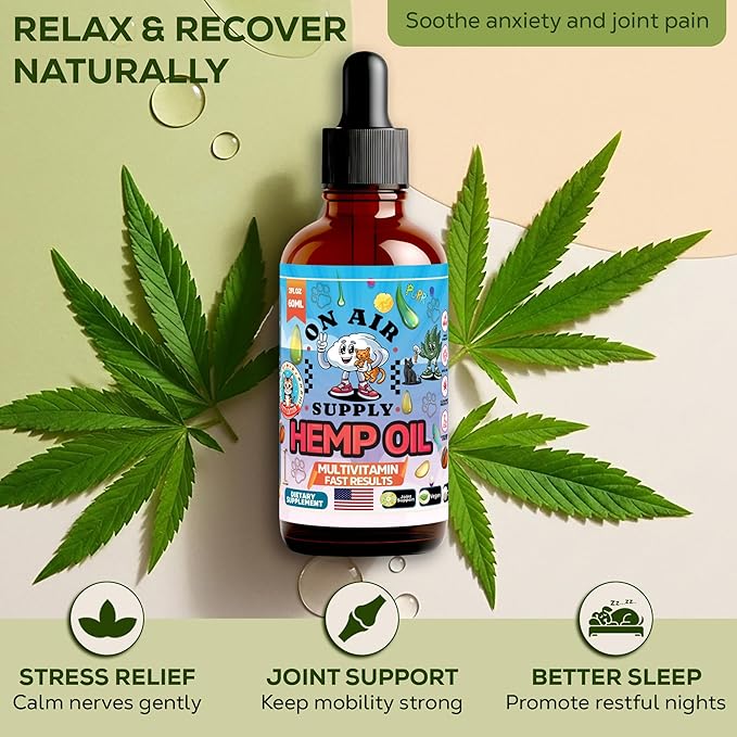 Hemp Oil for Cats - 2FL/60ML Assists Cats with Anxiety, Pain, Stress, Sleep, Arthritis, Seizure Relief - Supports Joint Health - Soothing Treats - Made in USA