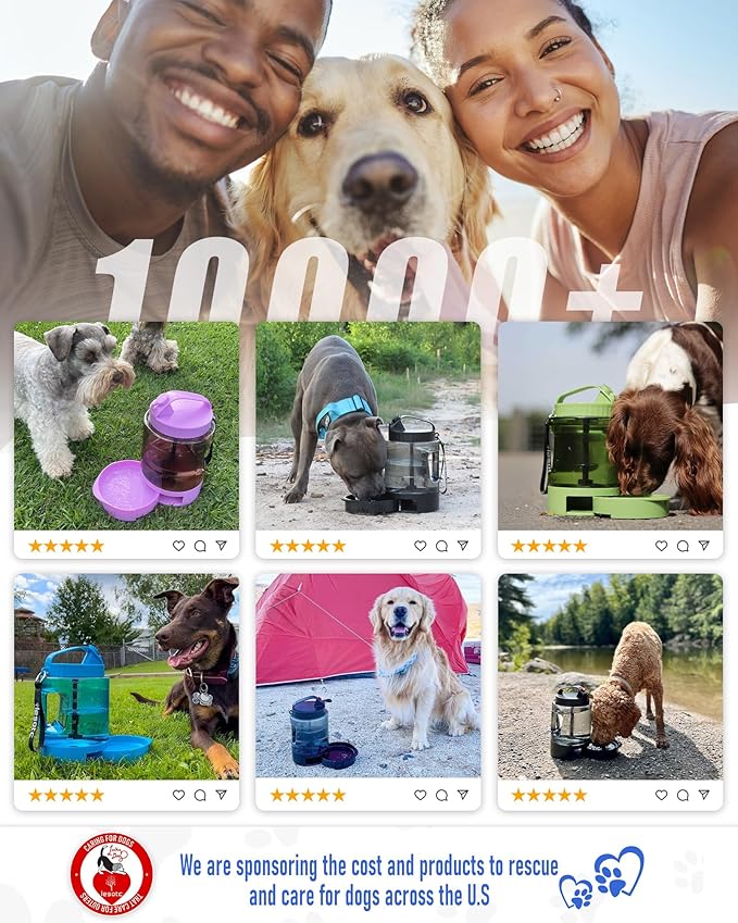 Portable Dog Travel Water Bottle, 77oz Large Portable Dog Water Bowl Dispenser, Leakproof Pet Drinking Bottle Dispenser for Hiking Camping Walking Travelling Beach Car Trips, No Spill, BPA Free,Green