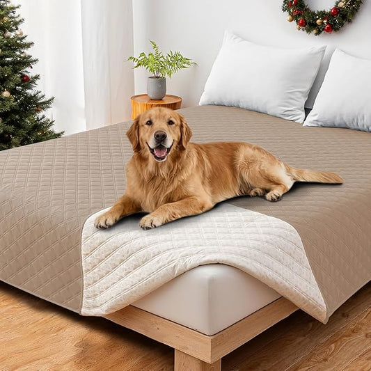 Waterproof Dog Bed Cover, Non-Slip Dog Blanket for Couch, Couch Covers for Dogs Washable, Pet Blanket for Furniture, Pet Bed Mat for Sofa, Car, Pet Supplies (82x102 Inch, Khaki)