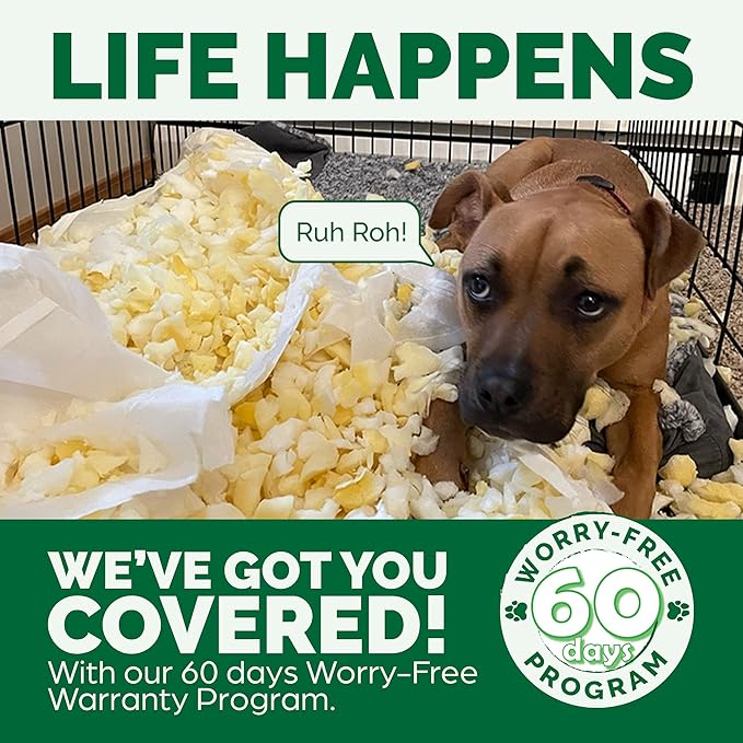 Furhaven Orthopedic Dog Bed for Large/Medium Dogs w/ Removable Bolsters & Washable Cover, For Dogs Up to 55 lbs - Two-Tone Plush Faux Fur & Suede L Shaped Chaise - Dark Sage, Large