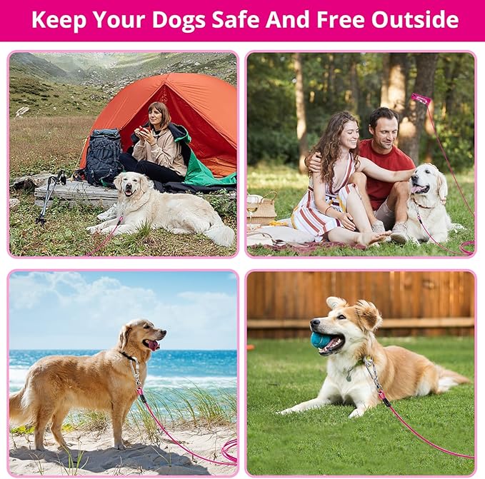 jenico Dog Tie Out Cable: 30 ft Dog Lead for Yard - Heavy Duty Chain Leash Outside for Small Large Dogs Up to 500 lbs - Outdoor Dog Runner Tether