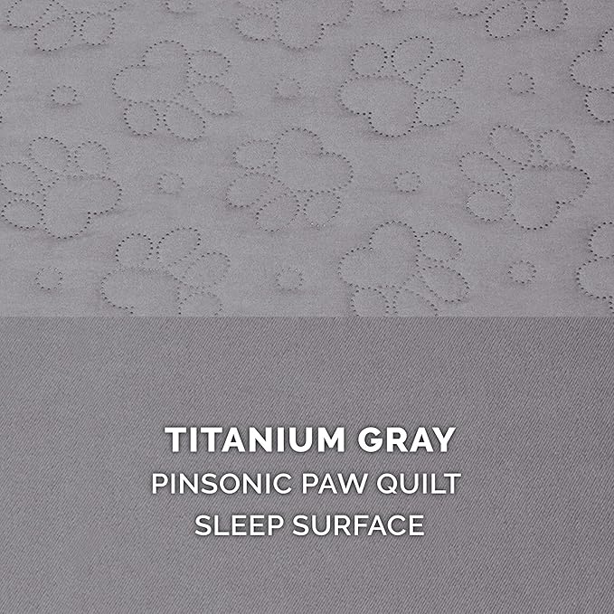 Furhaven Orthopedic Dog Bed for Large Dogs w/ Removable Bolsters & Washable Cover, For Dogs Up to 95 lbs - Pinsonic Quilted Paw L Shaped Chaise - Titanium, Jumbo/XL