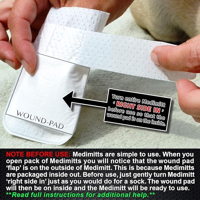Medimitt Paw Bandages for Dogs, Cats and Pets – Stretchy Medical Booties, First Aid for Paws – Non Slip, Non Adhesive, Breathable, Disposable, Washable, Adjustable Strap, Value Pack (Small 20-Pack)