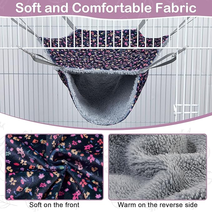 Bienbee 2 Pcs Ferret Rat Hammock Set for Cage Washable Guinea Pig Hideout Bed Soft Small Animal Hammock Tunnel Toys Ferret Cage Accessories for Hedgehog Sugar Glider Squirrel Hamster